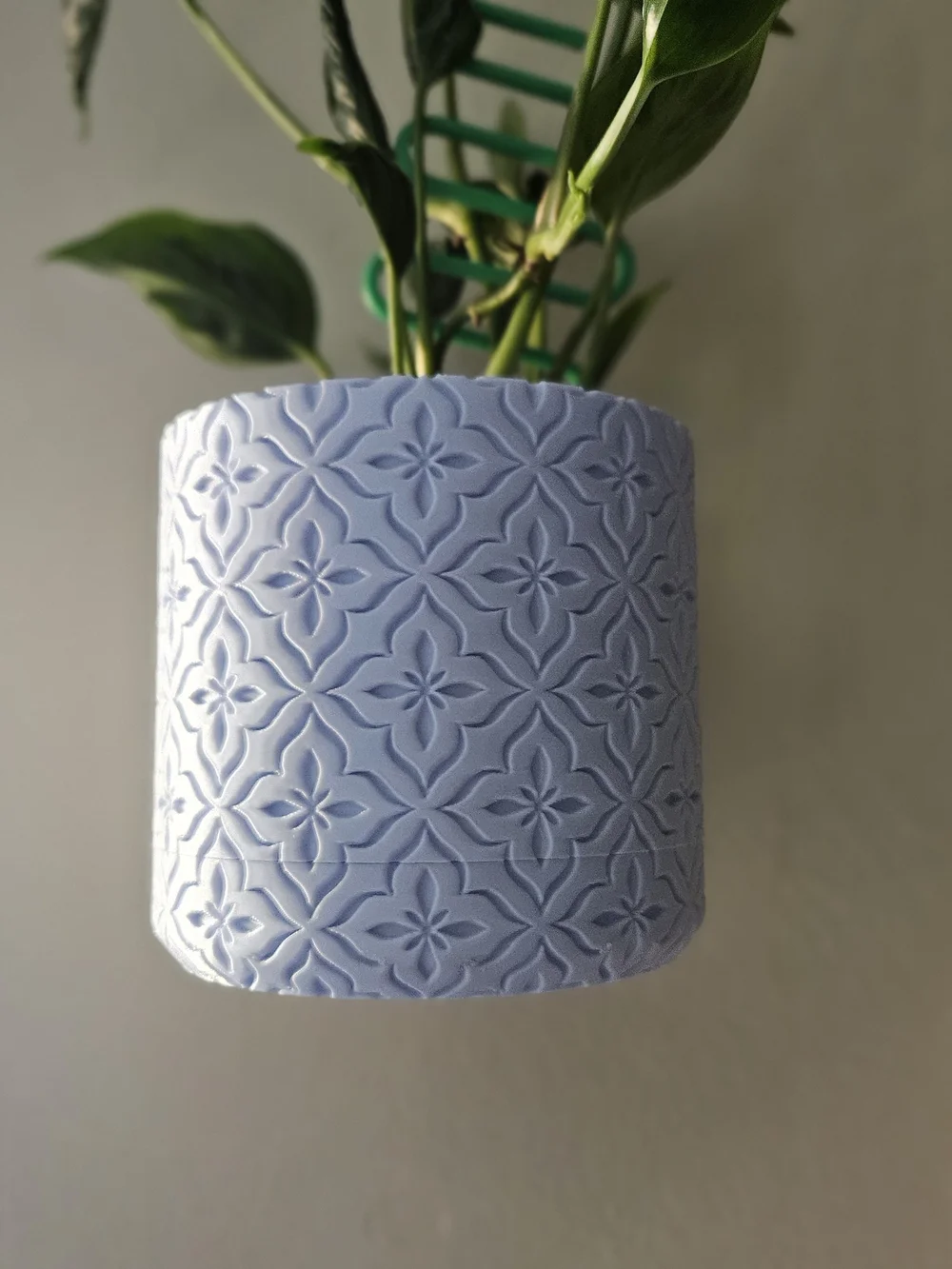 Light Blue Embossed 3d Printed Wall Planter